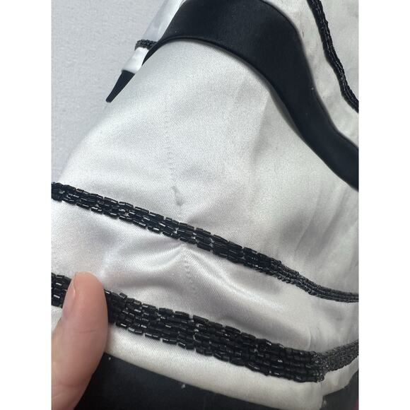 Y2K Xcite White Dress black beads hot pink Tulle Rock, Goth, Edgy 6 Prom formal - Picture 10 of 16